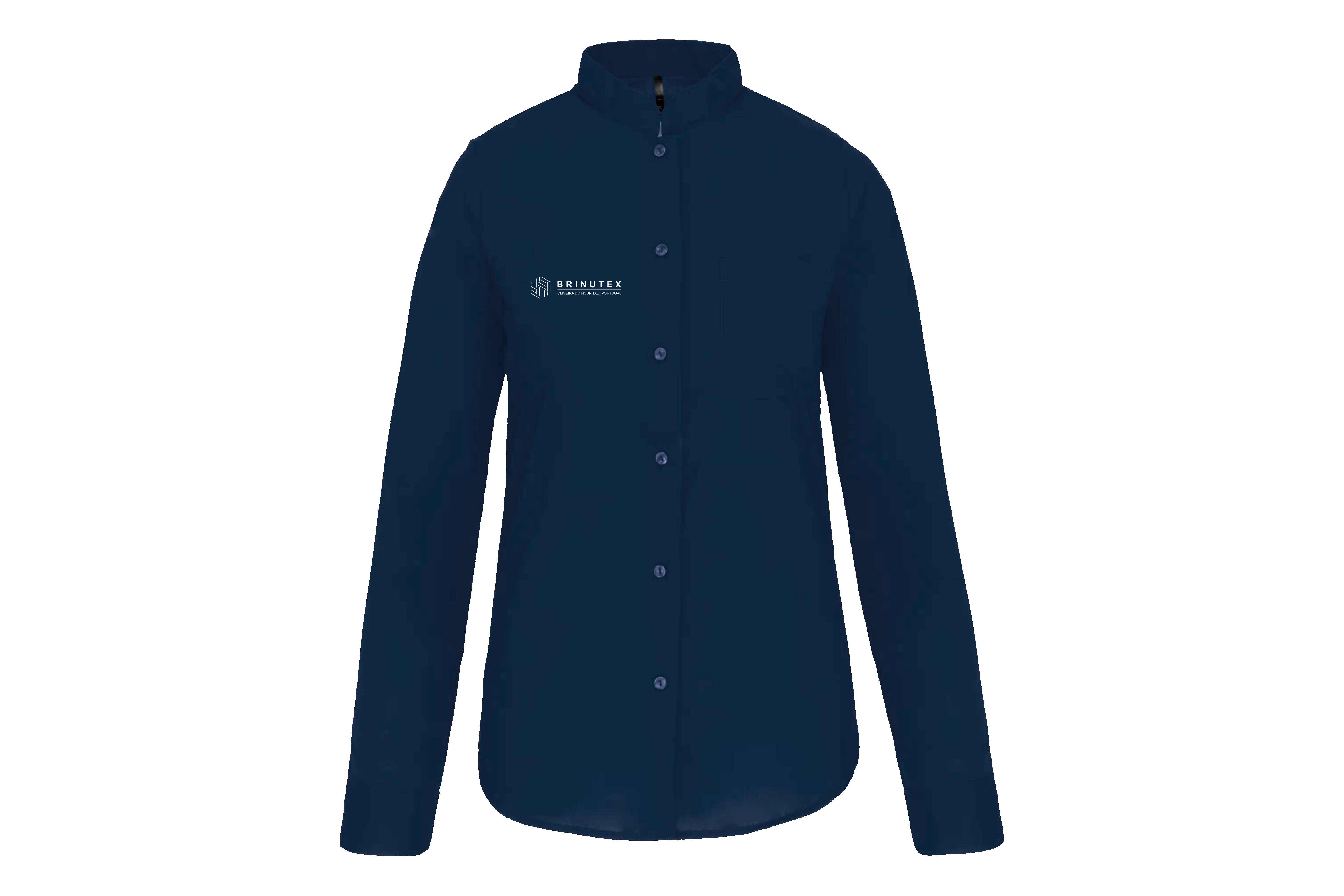 Camisa senhora manga comprida com gola à padre — vestuário profissional