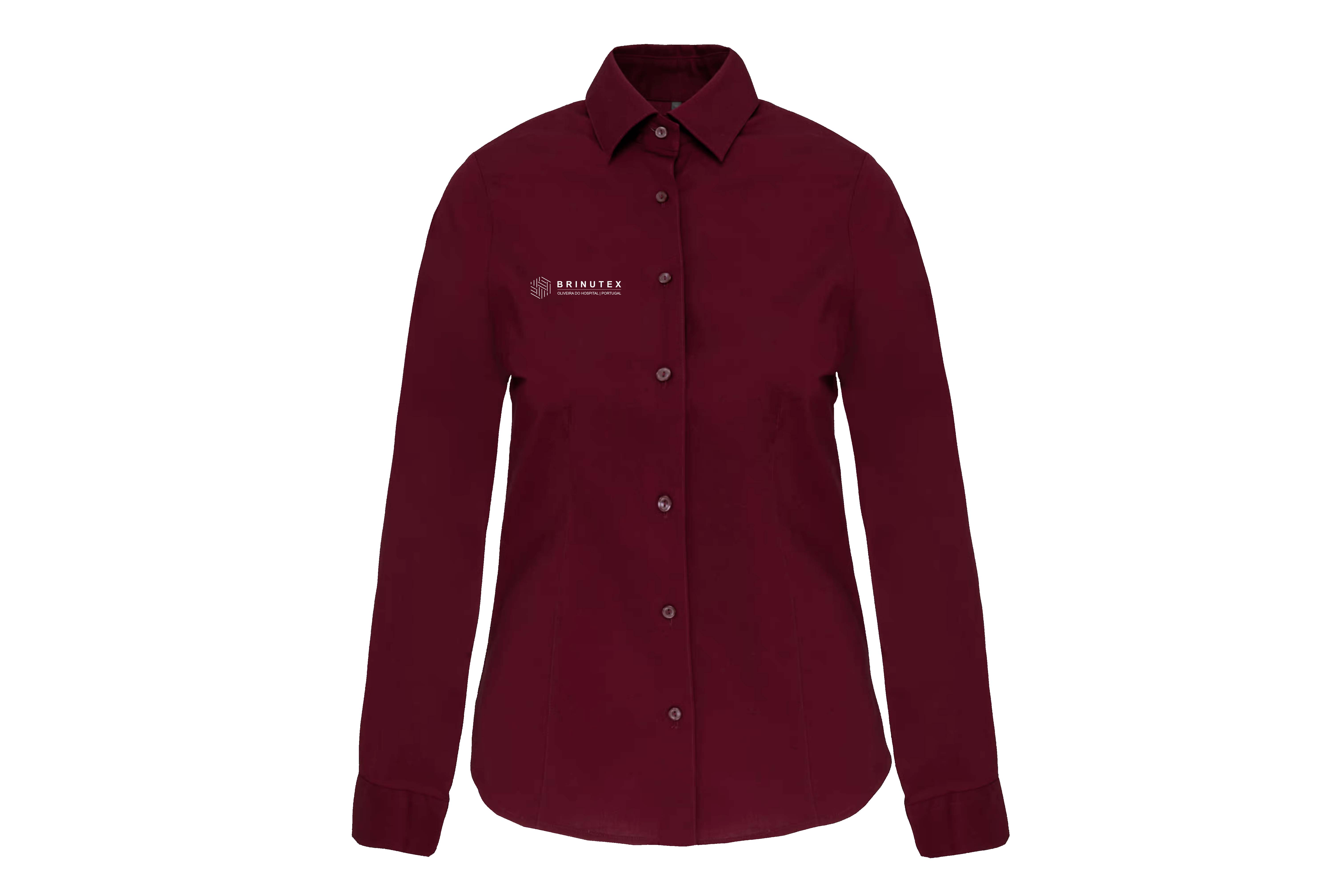 Camisa senhora manga comprida com stretch — vestuário profissional