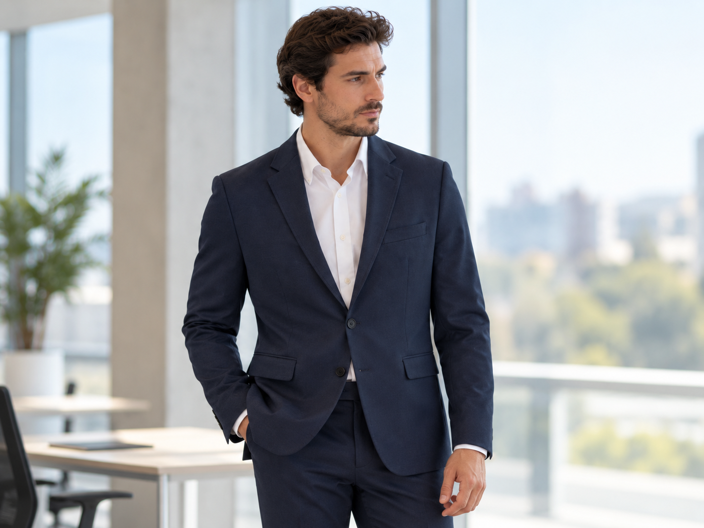 Profissional com blazer masculino azul-marinho